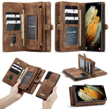 Caseme Samsung Galaxy S21 Retro Läder Plånboksfodral - Brun Brun