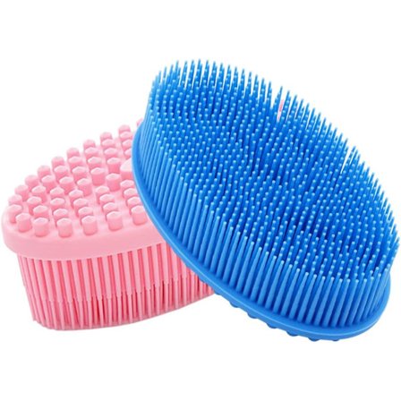 2-pack silikonborste för kropp och ansikte, rosa + blå