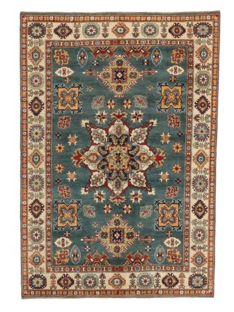 172X251 Alfombra Kazak Fine Oriental Negro/Marrón (Lana, Afganistán) Carpetvista