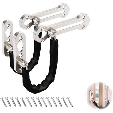 2-pak fortykkede dørkædelåse, sikkerhedsdørkædelåse i rustfrit stål, tyverisikre dørlåse, kraftige bolt-dørkæder