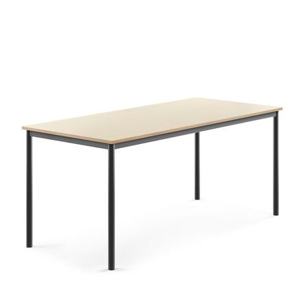 Tisch SONITUS, 1800x800x760 mm, Hochdrucklaminat Birke, anthrazit