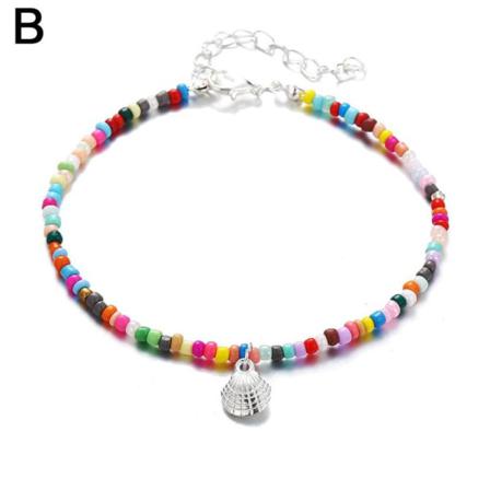 Färgglada Pärlor Shell Hängande Fotlänkar För Kvinnor Flickor Boho Beaded