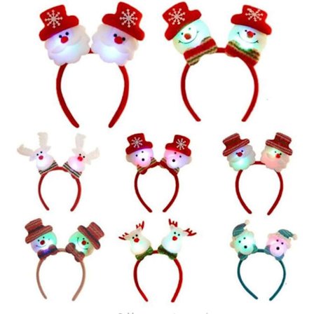 Julemand Rensdyr Snemand Bjørne LED-hårbøjle, Blinkende Dobbelthoved Lys Hårbøjle, Kvinder Piger Kostume Hårbøjle