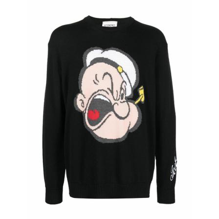 Iceberg, Round-neck Knitwear Zwart, Heren, Maat:XL
