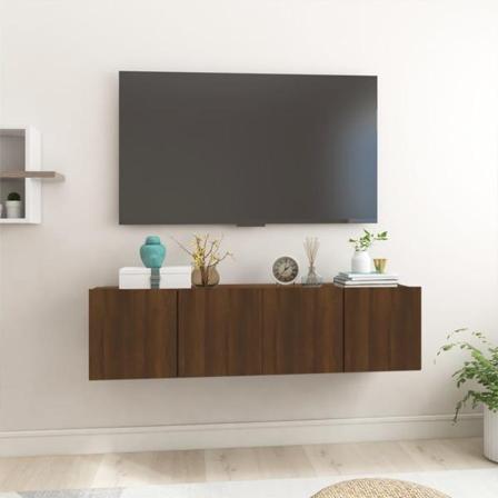 Vidaxl Hängande Tv-skåp 2 St Brun Ek 60x30x30 Cm Konstruerat Trä Brun