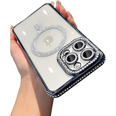 Magsafe Magnetic Luxury Plating Bling Rhinestones Diamond Sparkly Shockproof Case För Iphone 15 Pro Max 15 Ultra