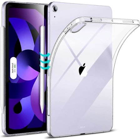 Läpinäkyvä takakansi, yhteensopiva iPad Air 5. sukupolven 2022 ja iPad Air 4. sukupolven 2020 kanssa, läpinäkyvä takakansi, 2 kynätelinettä