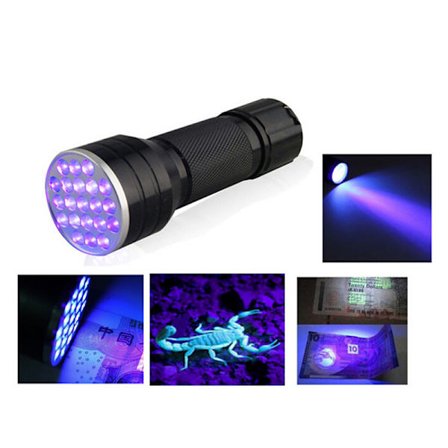 UV Ultravioletti 21 LED-taskulamppu Mini Blacklight Alumiini Torc