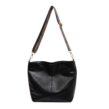 Vintage Skuldertaske Elegant Læder Crossbody Taske Dame Håndtasker Pendler Taske Bred Rem Spand Taske til Kvinder Dame Kaffe