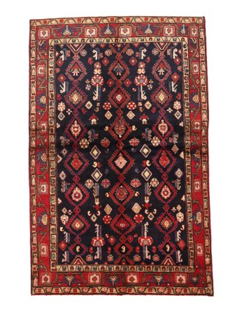Hand Knotted Persian Nahavand Rug 140X236 Black/Dark Red