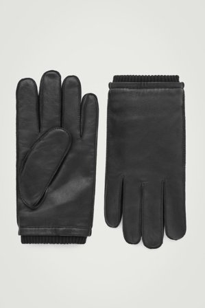 COS Men's Leather Gloves in Black