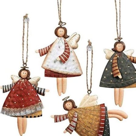 Juleengel vedhæng, 4 stk. metal engel vedhæng, julevedhæng, julevedhæng