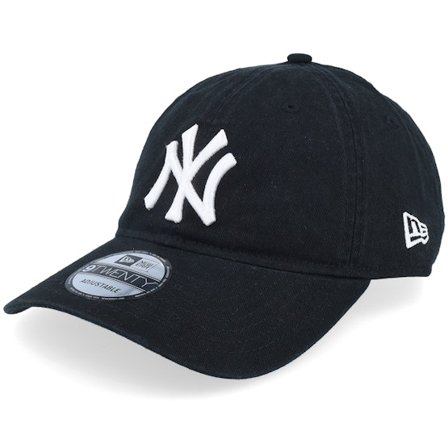 New Era - MLB Zwart unconstructed Cap - New York Yankees League Essential 9TWENTY Black/White Dad Cap @ Hatstore