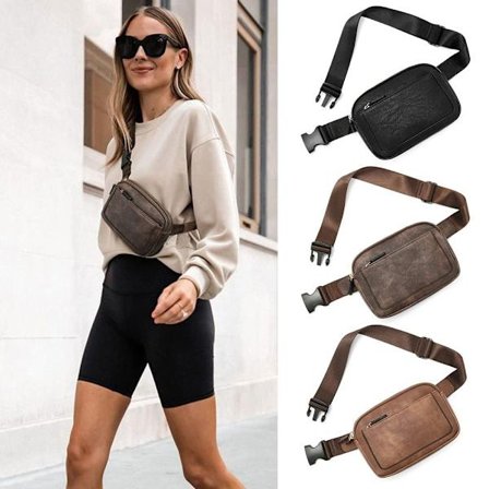 Kvinders PU Læder Bæltetaske Crossbody Midjetaske Rejse Skuldertaske