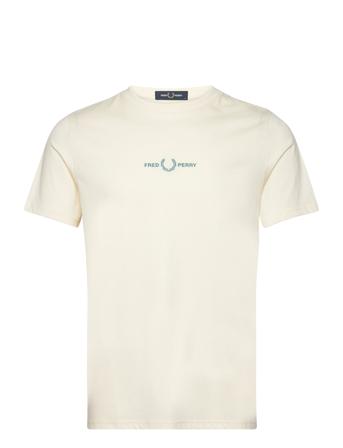 Embroidered T-Shirt T-shirts Short-sleeved Creme Fred Perry*Betinget Tilbud
