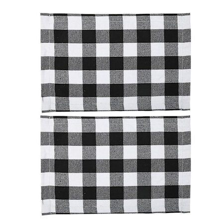2 stk. Klassisk ternet mønster hotel restaurant banket dug underlag bestik måtte til hjemmet (sort hvid grå)(44X29CM,sort)