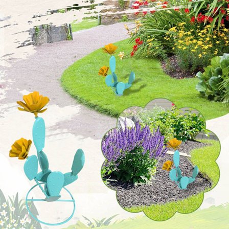 Metallkaktus Smijern Hagedekorasjon Gård Uteplass Dekor Ornamenter