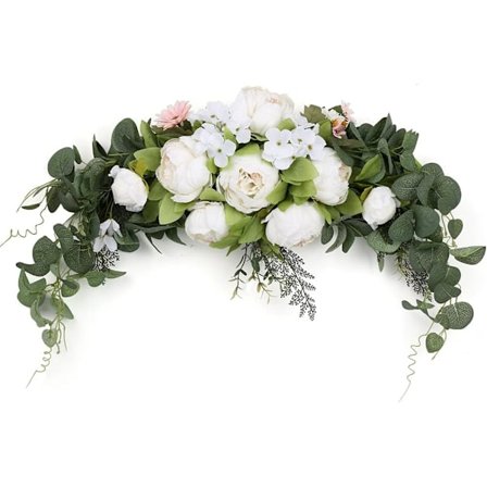 Rustik Kunstig Blomsterkrans til Bryllup - 76 cm - Pæon og