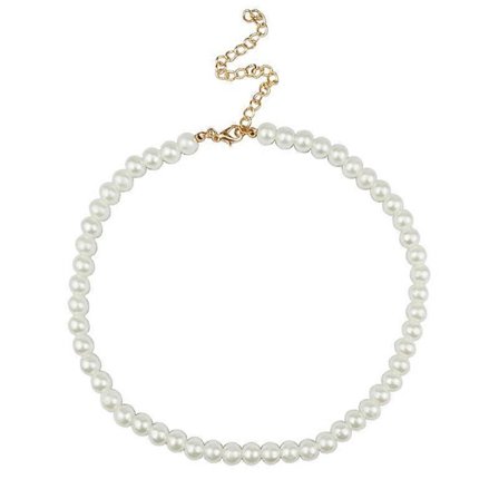 Perlehalskæder til mænd og kvinder, perlehalskæde til mænd, perlechokerhalskæde 8 mm hvide runde perlehalskæder til kvinder og mænd