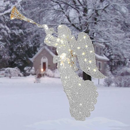 Lysende Engel Med Trompet Julepynt, Led Udendørs Ornament