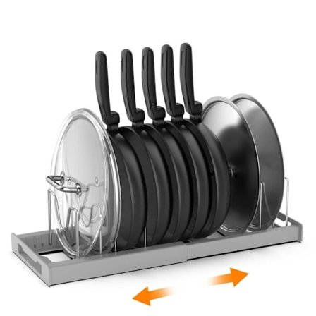 Udtrækkelig Grydeholder til Skuffe – Justerbar Pandeorganisator/Grydestativ med 7 Rumdelere