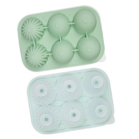 Brugervenlig silikoneisbakke med 6 runde hulrum, effektivt lækagesikkert låg, tragt, sikker til whisky og cocktails