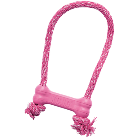 Kong - Puppy Goodie Bone med tau XSmall Rosa/Blå - Hund - Hundeleker & spill - Gummileker - ZOO.no