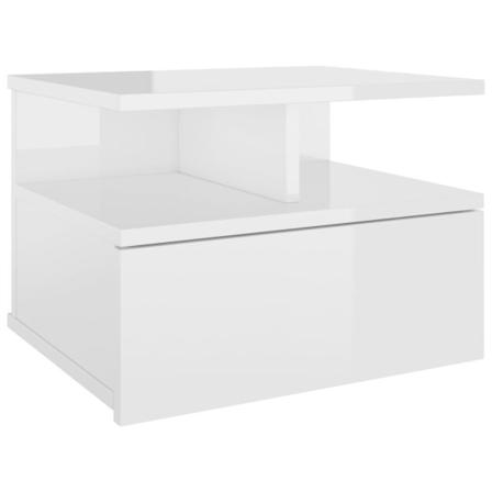 Vidaxl Svävande Sängbord Vit Högglans 40x31x27 Cm Konstruerat Tr Vit
