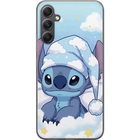 Yhteensopiva Puhelinkuori Samsung Galaxy A35 Stitch nukkuu pilvillä yömyssy söpö unipilvet kawaii sininen hahmo kodikas pehmeä esteettinen taide