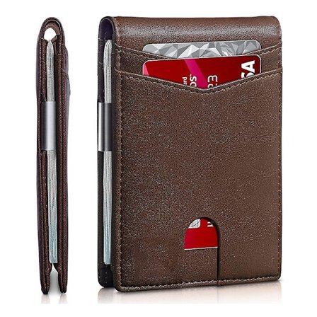 Korttikotelo 100% nahkaa sisä- ja ulkopuolelta, varkaudenestoharja Rfid