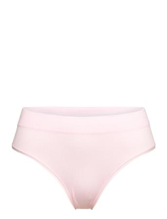 Brief Brazi High Seamless Rib Lingerie Panties Brazilian Panties Lyserød Lindex