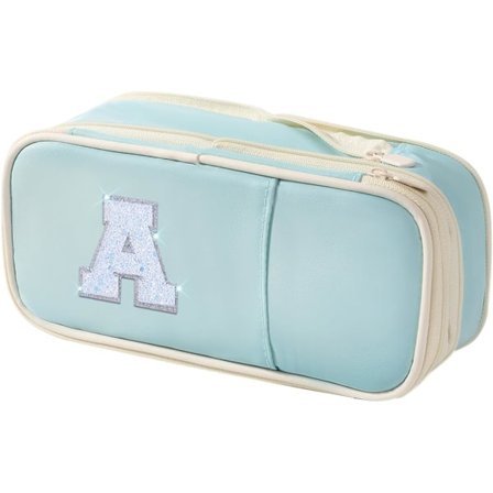 Preppy-penaali koulutarvikkeille, suuri pinkki alkukirjaimella varustettu penaali hoitolaukkuun, söpö penaalipussi toimistoon, syntymäpäivälahja