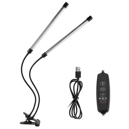 USB 30LED Innendørs LED Plantevekstlys Rød Blå Dobbelt Lampehoder med Svanehals & Klips