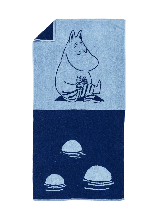 Arabia Mumin badhand.70x140 Mumintrollet marinblå GOTS Badrumstextilier Blå 70X140 CM
