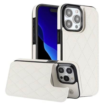 Fodral för iPhone 13 mini Vit ins dubbelspänne Plånbok med korthållare diamantstativ Full-Body läder