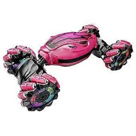 RC Stunt Bil Legetøj Til 6-12 Årige Børn 4WD Fjernstyret Bil Med Ur-controller - Gestussensor Roterende RC Bil Med Lys Musik (Pink)