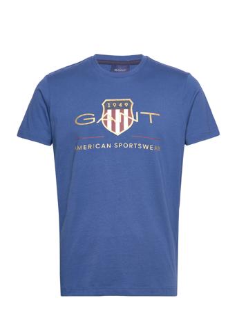 D2. Archive Shield Ss T-Shirt T-shirt Blå GANT