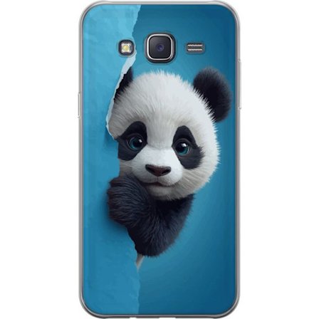 Kompatibelt Mobilskal till Samsung Samsung Galaxy J5 Söt panda som tittar fram genom papper i mjuk 3D-illustration