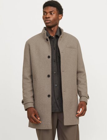 Jack & Jones Jjemelton Wool Blend Coat Sn - Brown - M