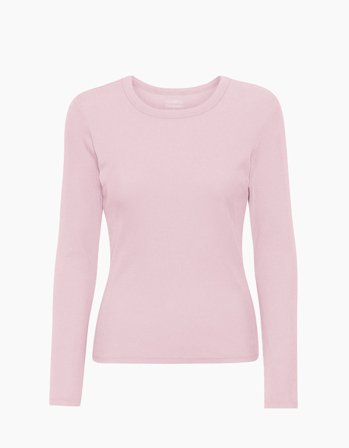 Women Organic Rib LS T-Shirt - Faded Pink - L