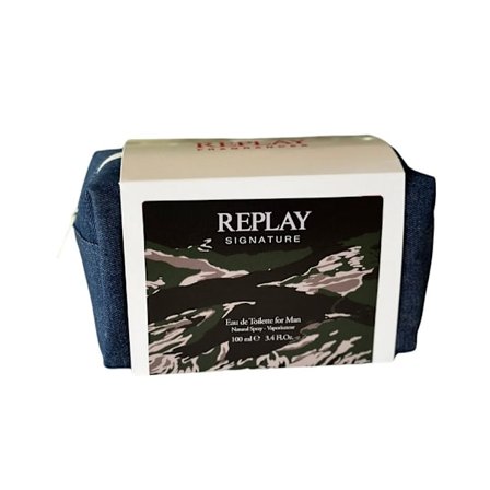 Giftset Replay Signature Man Edt 100ml + Pochette