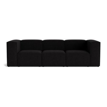 Lissabon 3-Sitzer-Sofa in Danubio Schwarz, modernes Design mit hochwertigen Schaumstoffschichten für erstklassigen Komfort, zeitloser Stil.