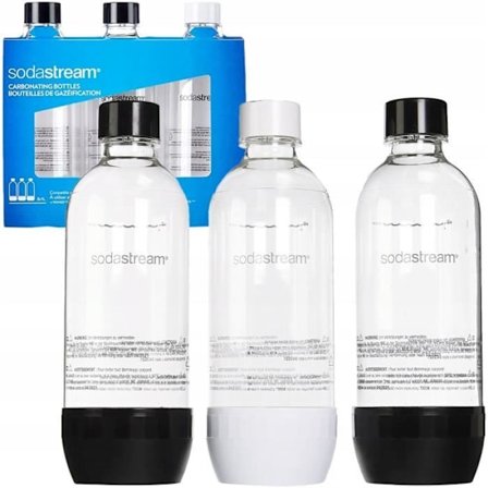 Flaskor - Sodastream - Set med 3 x 1L - Kompatibla med Jet Cool Terra Spirit Fizzi Easy Source One Touch - Återanvändbara