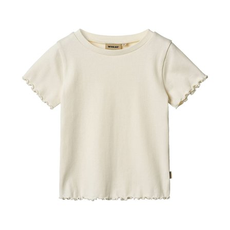 WHEAT Rib T-Shirt Short Sleeve Alicia Ivory Str 152/12 år, Tøj & Bolig, Børnetøj, Børneundertrøjer