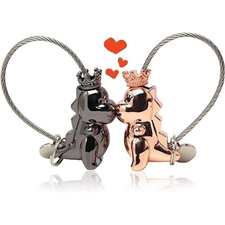 2st Par Nyckelringar, Söta Dinosaurie Nyckelringar Magnetic Love - stock