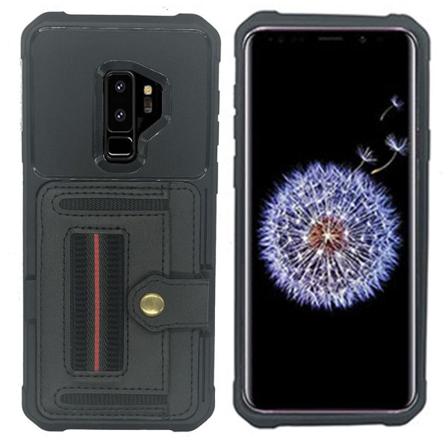 Samsung Galaxy S9 Plus - Praktiskt Stilrent Skal med Korthållare Svart