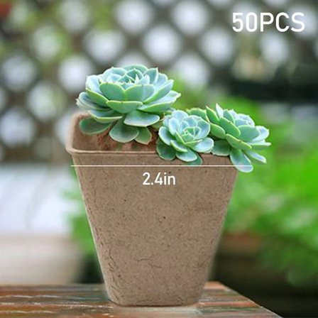 Blomsterplantskolekrukor torvkrukor 50 st biologiskt nedbrytbart papper miljövänliga trädgårdsredskap trädgårdsbricka