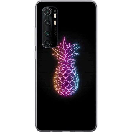 Kompatibel Mobilcover til Xiaomi Xiaomi Mi Note 10 Lite Neon illustration af ananas i farverigt lys mod sort baggrund