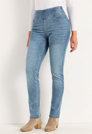 Cellbes of Sweden - Stretchiga jeggings med hög resårmidja - ljusblå / denim - för damer - 50L