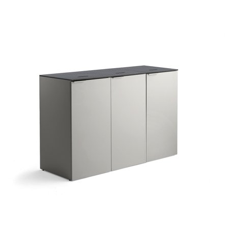 Abfallsortierschrank CELSIUS mit 3 Modulen und Zubehör, grau